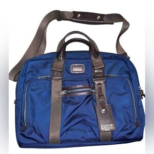 Tumi Blue Nylon Alpha Bravo McNair Slim Briefcase Bag